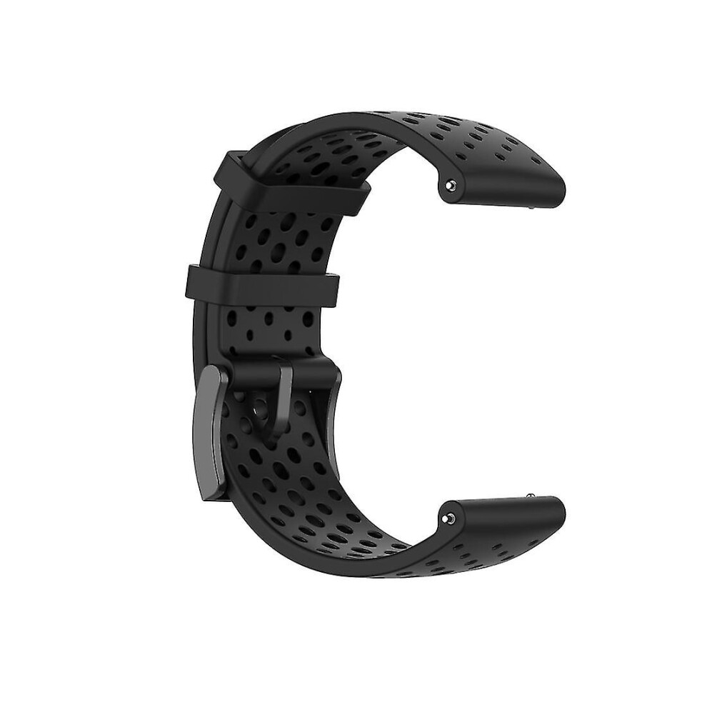 (Black) For Suunto 9 Breathable Silicone Watch Band Black 7364070384310