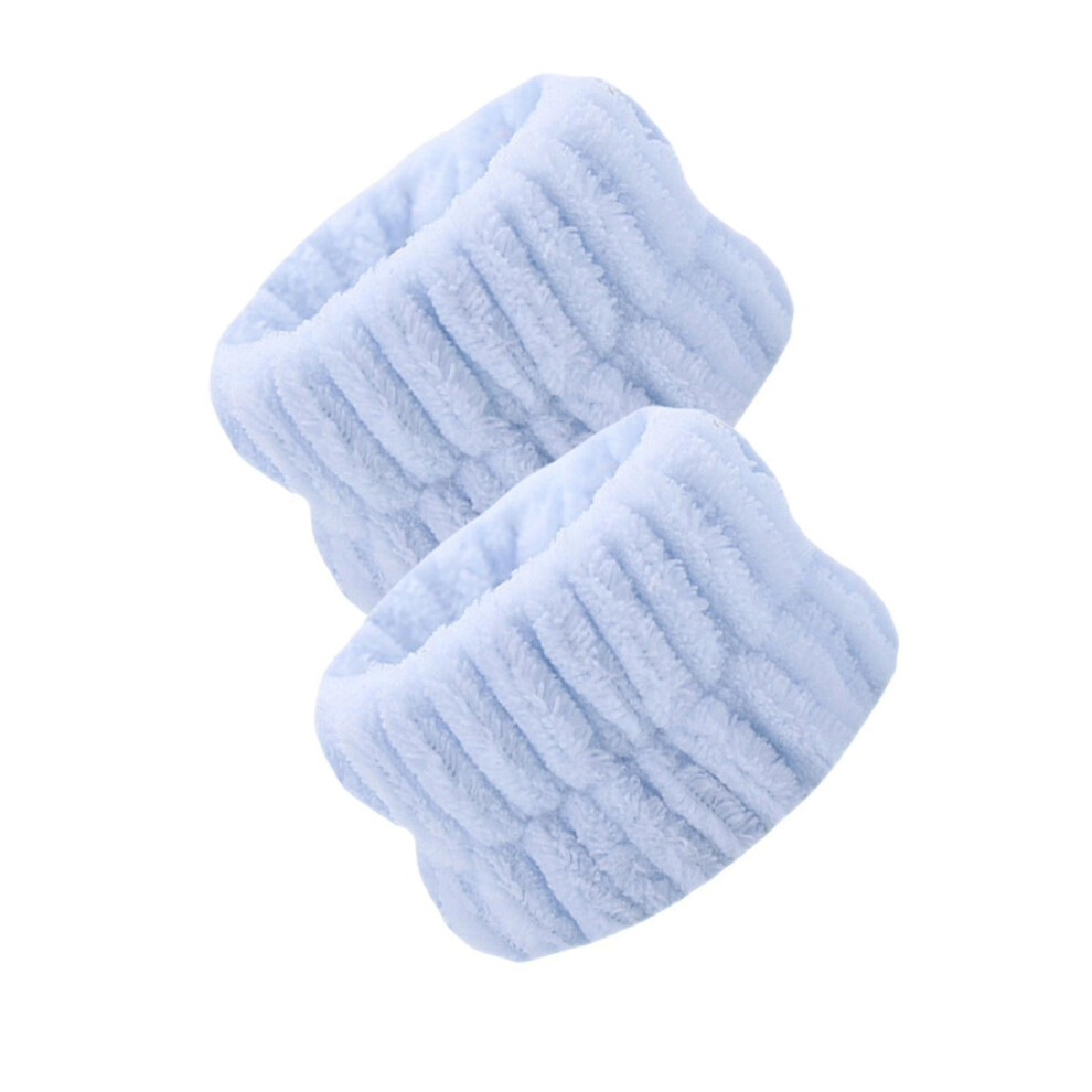 Blue (Blue) 2Pcs Face Wash Wristbands Microfiber Cuff Wrist Bands Soft Absorbent Spa Wrist Washband