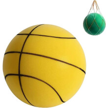 (Yellow, 24cm) Silent Basketball, Silent Ball, Low Noise Indoor Training Ball, Uncoated High Density Foam Ball, Microporous Silent Foam Basketball
