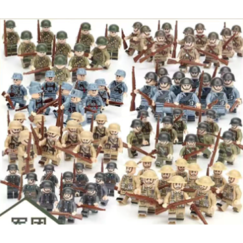 (80pcs-A) War II the British and German armies Desert Military Sodiers Weapons Minifigures Kids Toys Gifts