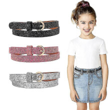 (80cm(31.5Inch), 3PC-A) Jasgood 4/3 Pack Kids Belt Fashion Glitter Belt, Cute Shiny Pu Leather Belt For Girls And Boys