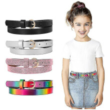 (90cm(35.5Inch), 4PC-B) Jasgood 4/3 Pack Kids Belt Fashion Glitter Belt, Cute Shiny Pu Leather Belt For Girls And Boys