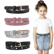 (90cm(35.5Inch), 4PC-A) Jasgood 4/3 Pack Kids Belt Fashion Glitter Belt, Cute Shiny Pu Leather Belt For Girls And Boys