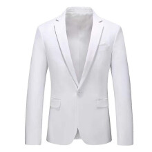 (White, 2XL) Fashion Men's Blazer Business Casual Slim Fit Suit Jacket