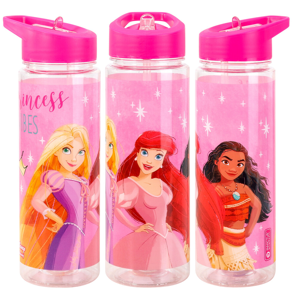 Disney Princess Plastic Sports Water Bottle With Straw Drinkware-image-OPC-PFS28WD-NEW