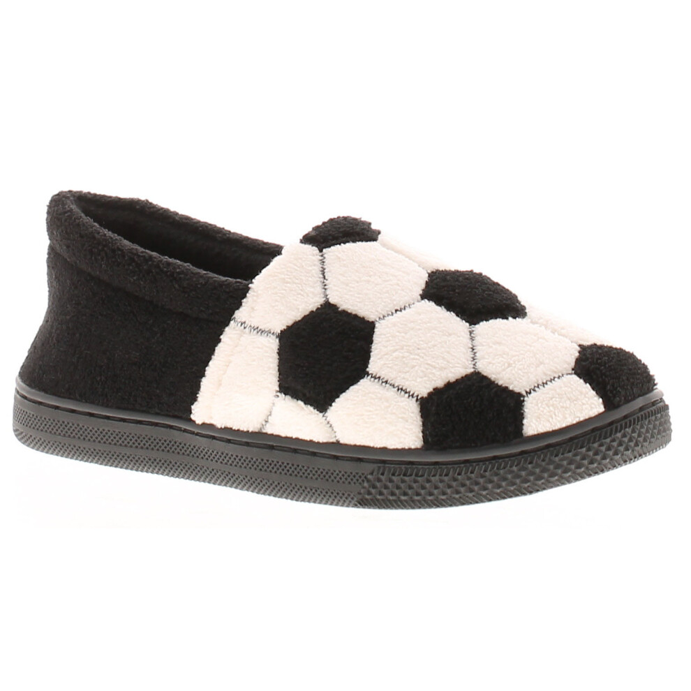 (Black, 1 (Adults')) New Boys/Childrens Black/White Full Novelty Design Slippers UK Size