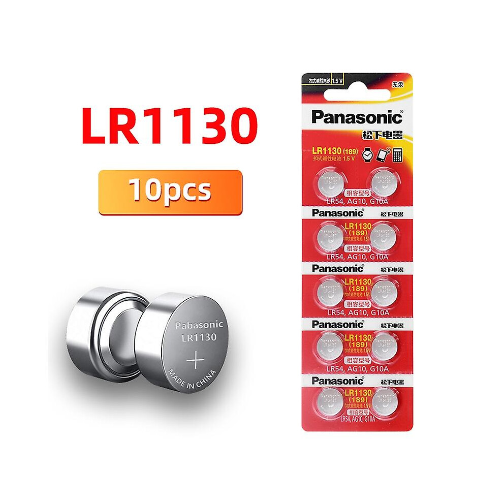 10Pcs/Lot Panasonic 1.5V Ag10 Lr1130 Coin Cell Battery Batteries Lr 1130 Alkaline Ag10 389 Lr54 Sr54 7364070448517