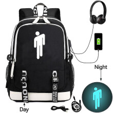 Billie Eilish Billie Eilish Pattern Usb Charging Backpack Student Schoolbag