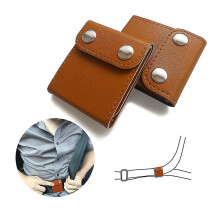 (Brown) 2pcs Car Seat Belt Adjuster Neck Strap Positioner Locking Clip Protector