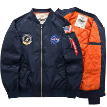 (Navy Blue, XL) Mens Flight Jacket Nasa Athletic Coat Ma1 Pilot Bomber Army Jacket Varsity Biker Outwear