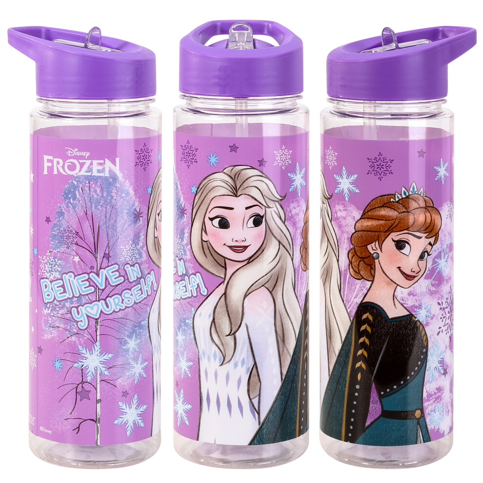 Disney Frozen Plastic Sports Water Bottle With Straw Drinkware