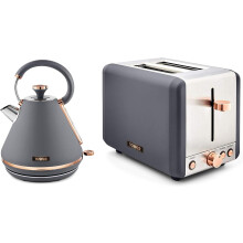 Tower Cavaletto Pyramid Kettle & 2 Slice Toaster Kitchen Set (Grey)