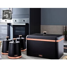 Tower Cavaletto Bread Bin & Canisters Storage Jars Kitchen Set (Black)