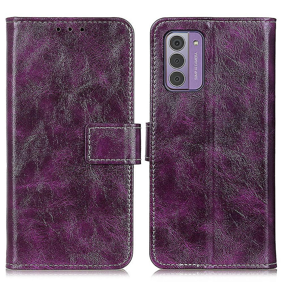 (Purple) For Nokia G42 Wallet Case Flip Pu Leather Shell Retro Crazy Horse Texture Stand Phone Cover-Red Purple 7364070496228