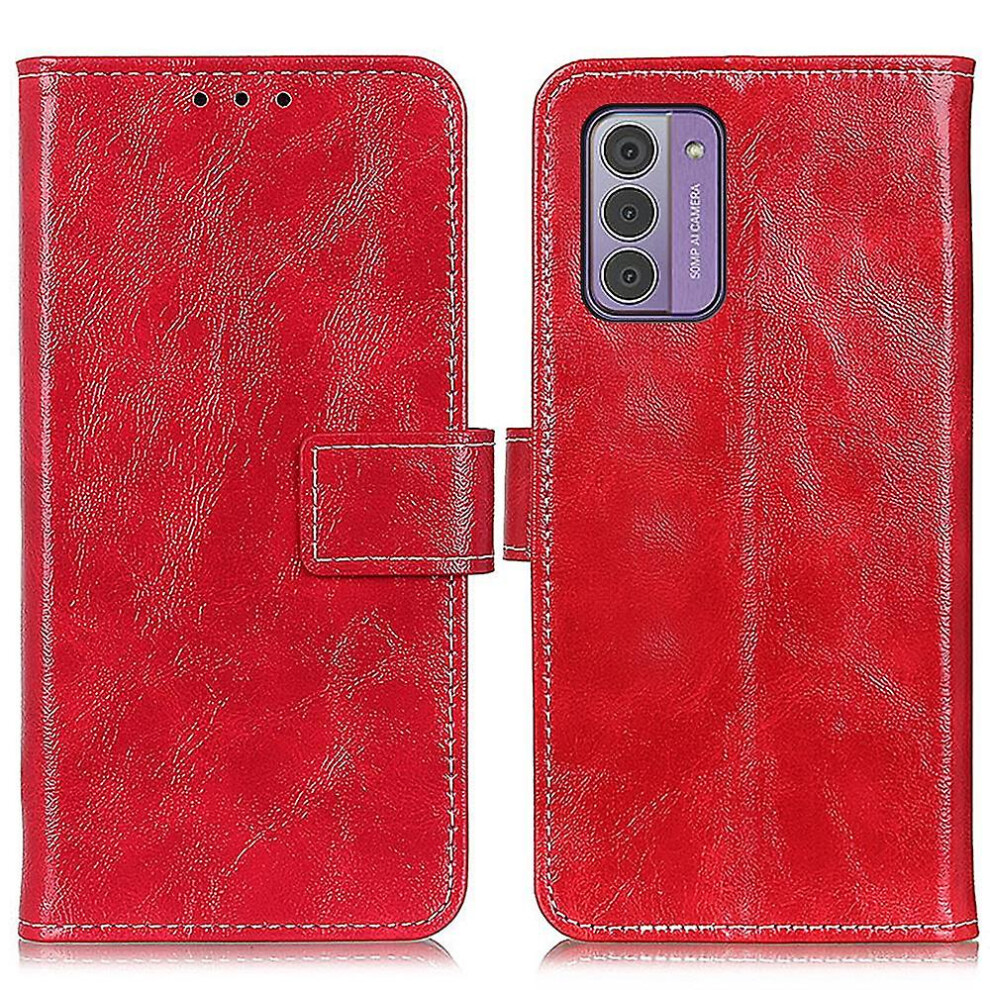 (Red) For Nokia G42 Wallet Case Flip Pu Leather Shell Retro Crazy Horse Texture Stand Phone Cover- Red 7364070496259