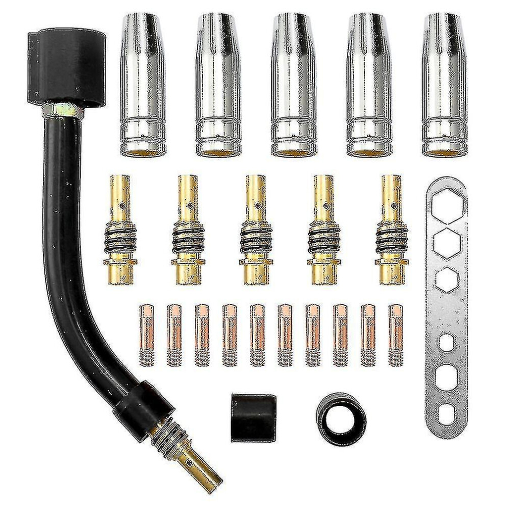 (1.0Mm) 24Pcs/Set 15Ak Torch Consumable Electrode Shield Cup Link Rod Tips Goose Neck Bend For Mig Welding Machine 7364070498246