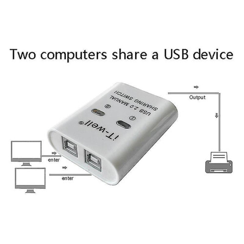 Usb Printer Sharing Device, 2 In 1 Out Printer Sharing Device, 2-port Manual Kvm Switching Splitte 1