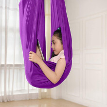 Sensory Therapy Swing for Kids Indoor Outdoor Nylon Yoga Hammock Purple 100x280 cm Calming Safe Swing for Autism SPD ADHD