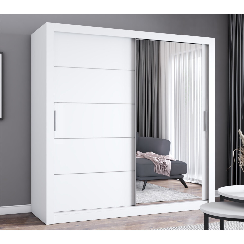 (120cm, White) FHI-IBIZA Modern Sliding Door Wardrobe