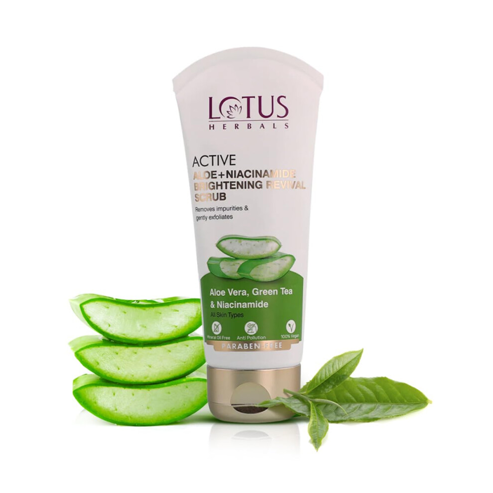 Lotus Herbals Active Aloe + Niacinamide Brightening Revival Scrub100gm