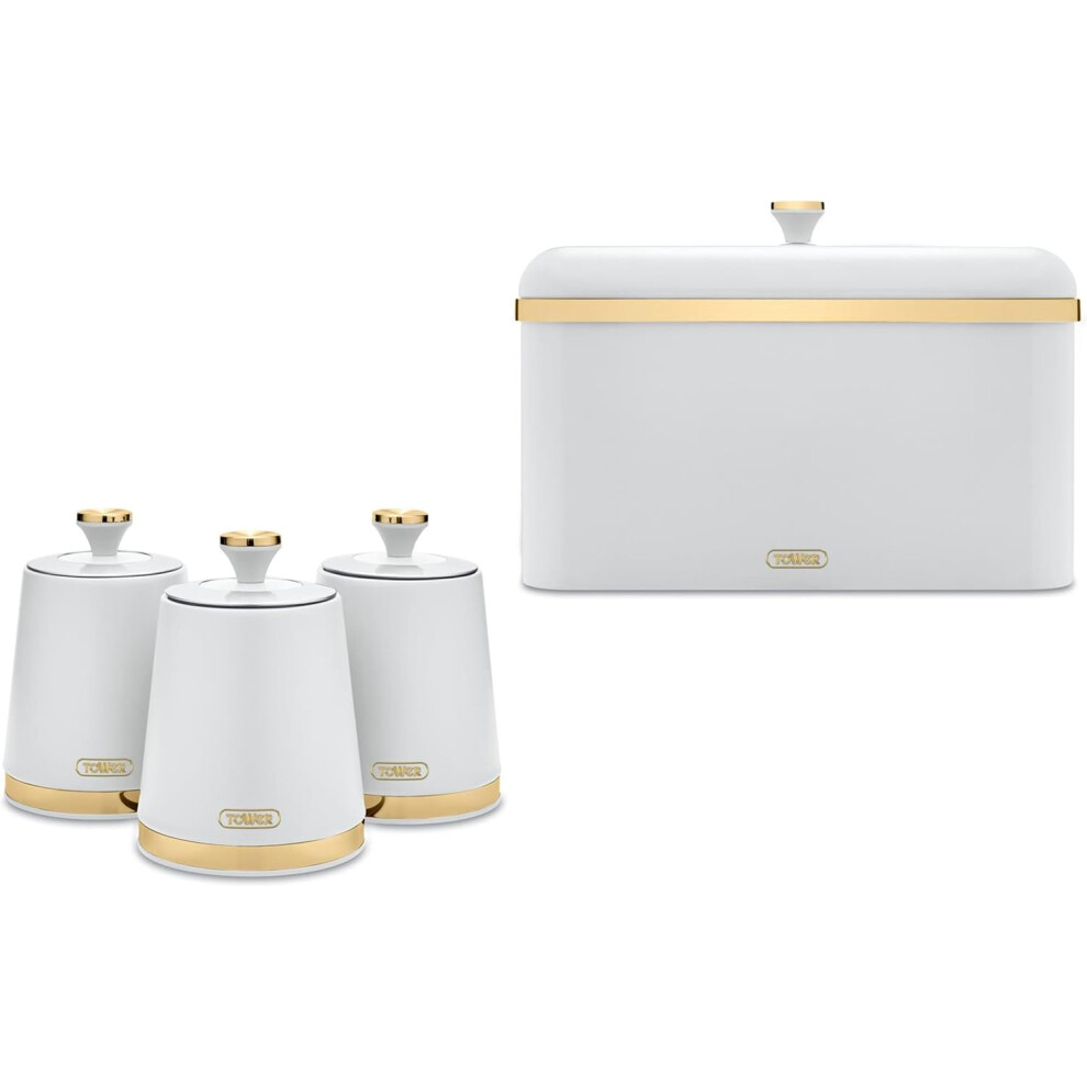 Tower Cavaletto Bread Bin & Canisters Kitchen Set (Optic White)