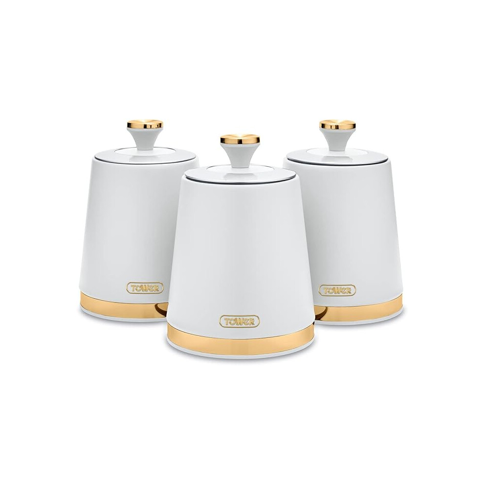 Tower Cavaletto Canisters Set Champagne Gold T826131WHT (Optic White)