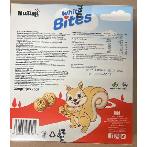 (Pack Of 12) Nutini White Bites Biscuits 200g 2