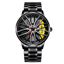(BMW-M4-Yellow) Nektom Rim Watch Hub Watches Super Car Rim Watches Wheel Watch Waterproof Men Watches Male Watch Mens Wheel Wristwatch Clock