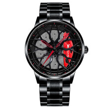 (AMG-C43-Red) Nektom Rim Watch Hub Watches Super Car Rim Watches Wheel Watch Waterproof Men Watches Male Watch Mens Wheel Wristwatch Clock