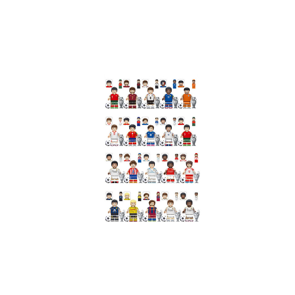 Xurikcoo (20Pcs-A) Fit Lego World Cup Football Stars Building Block Minifigures Kids Gifts Toys
