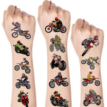 8 Sheets Dirt Bike Temporary Tattoos For Kids, Dirt Bike Birthday Party Supplies Racing Motocross Party Favors For Kids Boys Girls Cool Motorcycle Par