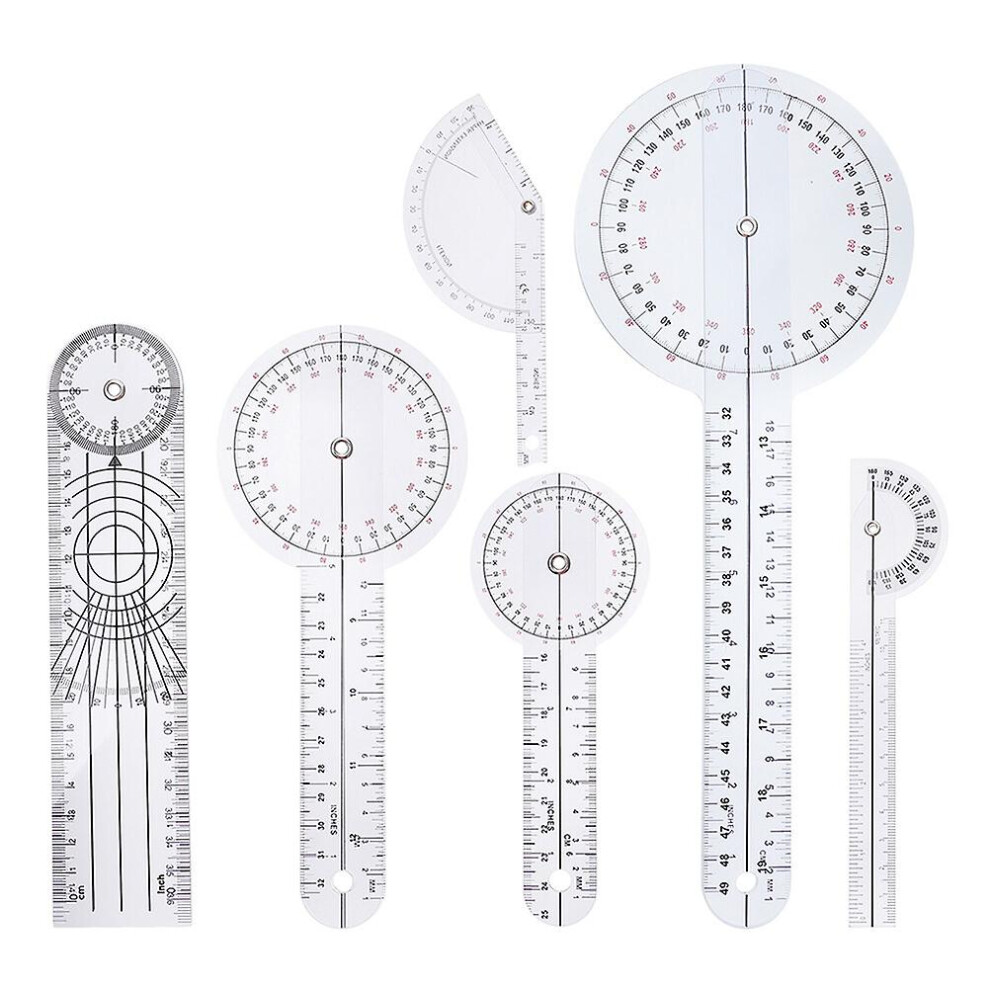 6pcs Spinal Goniometer Finger Goniometer 360 Degree Medical Goniometer Protractor
