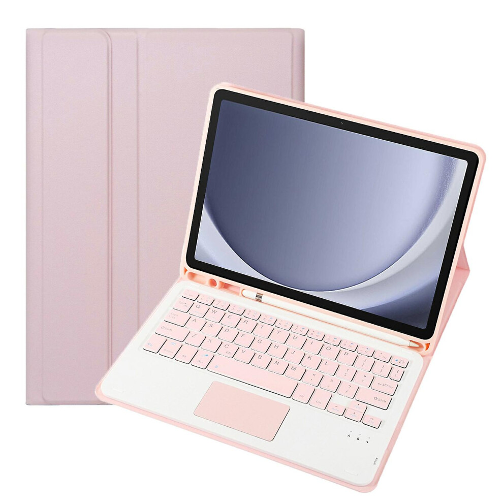 (Pink) Leather Case Wireless Keyboard For Samsung Galaxy Tab A9 X210 X215 X216, Touchpad And Pen Slot Pink 8458752577790