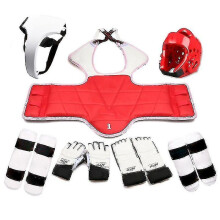 (seven-piece set girl6, height 170-180cm) Taekwondo Five-piece Set Taekwondo Protective Gear Helmet Armor Kickboxing Boxing Glove Taekwondo Equipment Head Protector