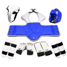 (seven-piece set girl, height 180-200cm) Taekwondo Five-piece Set Taekwondo Protective Gear Helmet Armor Kickboxing Boxing Glove Taekwondo Equipment Head Protector