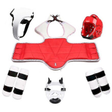 (six-piece set girl, height 130-150cm) Taekwondo Five-piece Set Taekwondo Protective Gear Helmet Armor Kickboxing Boxing Glove Taekwondo Equipment Head Protector