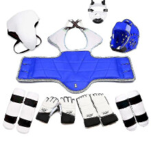 (eight-piece set men, height 180-200cm) Taekwondo Five-piece Set Taekwondo Protective Gear Helmet Armor Kickboxing Boxing Glove Taekwondo Equipment Head Protector