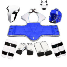 (eight-piece set girl, height 150-170cm) Taekwondo Five-piece Set Taekwondo Protective Gear Helmet Armor Kickboxing Boxing Glove Taekwondo Equipment Head Protector