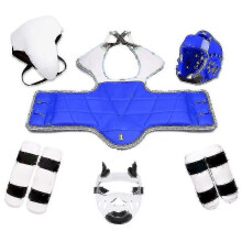 (six-piece set men, height 110-130cm) Taekwondo Five-piece Set Taekwondo Protective Gear Helmet Armor Kickboxing Boxing Glove Taekwondo Equipment Head Protector