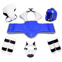 (six-piece set men, height 150-170cm) Taekwondo Five-piece Set Taekwondo Protective Gear Helmet Armor Kickboxing Boxing Glove Taekwondo Equipment Head Protector