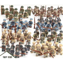 (40pcs-9) War II the British and German armies Desert Military Sodiers Weapons Minifigures Kids Toys Gifts