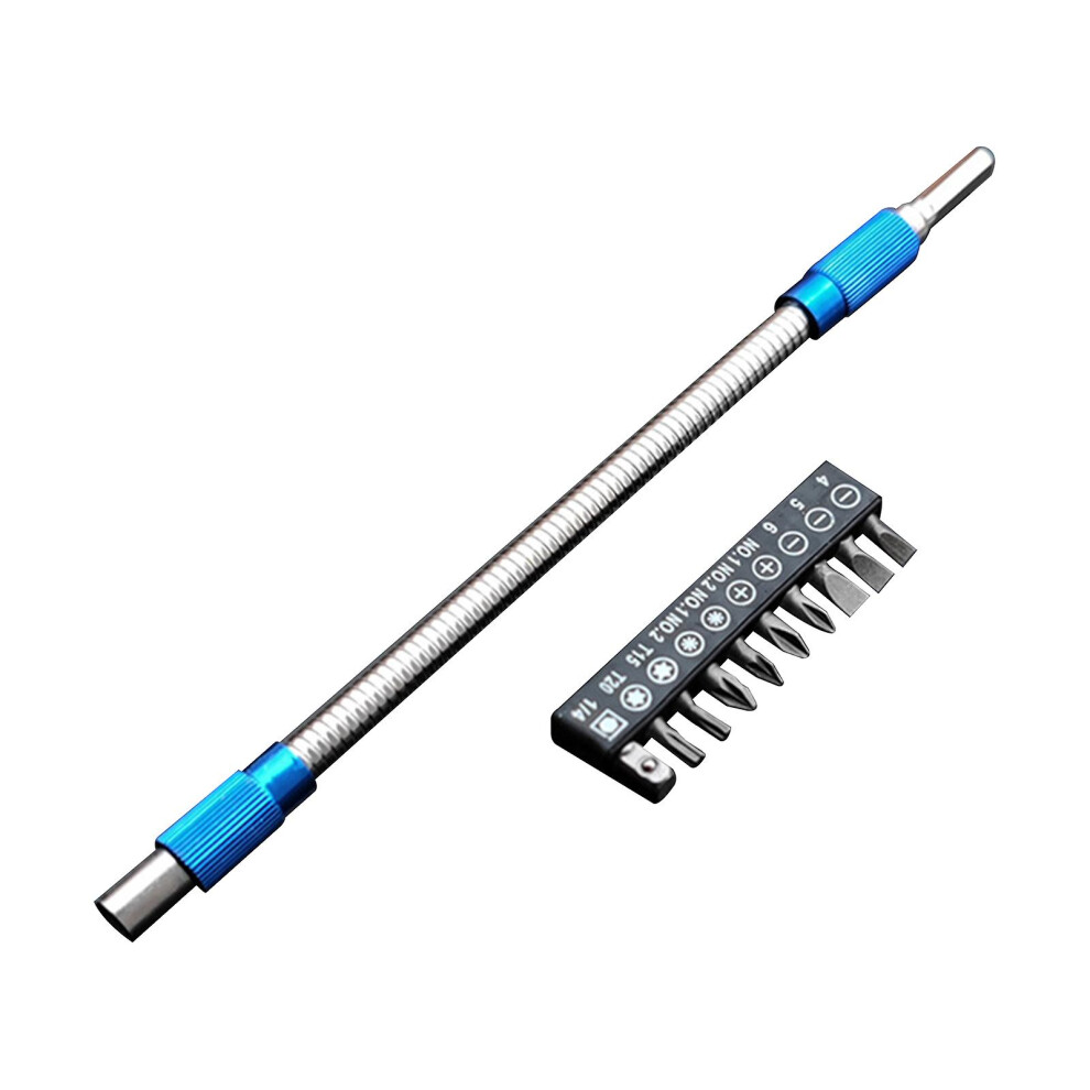 (Blue) Hexagonal Shanks Metal Flex Universal Extension Bit Holder 7364070557028