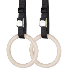 Wooden Gymnastics Rings Including Suspension Straps - Set Of 2-6 Meters Long - Adjustable Gymnastic Rings - For Home Sports And Fitness Training