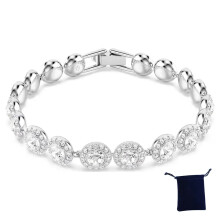 (SHLSL1) Classic Happiness Diamond Round Crystal S925 Silver Earrings Bracelet Necklace Set Women Gorgeous Una Angelic Series Jewelry Set
