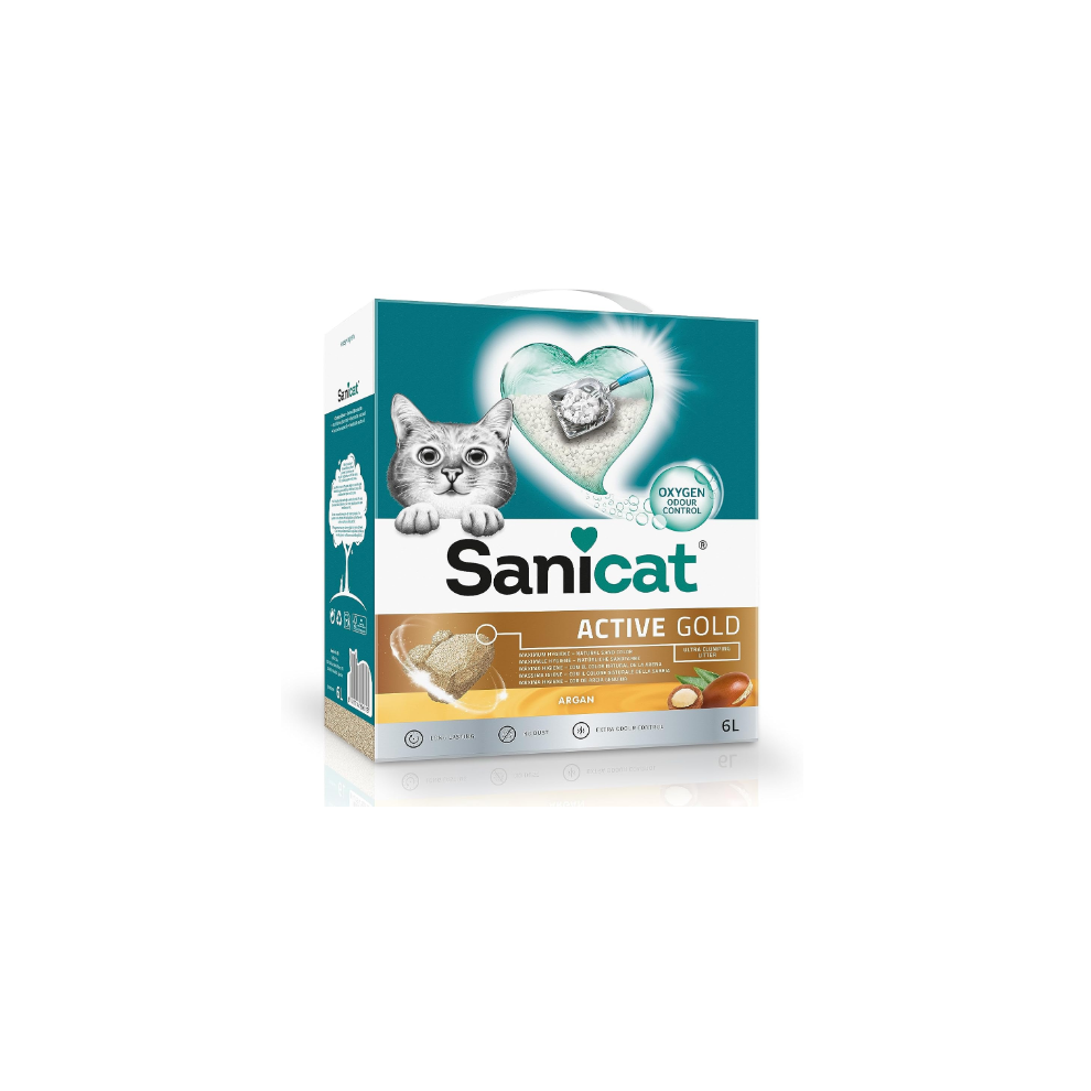 Sanicat - Active Gold argan scented Clumping Cat Litter | Made of natural with |