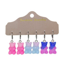 (3) 3/12 Pairs Cartoon Animal Drop Earring Set Cute Candy Gradient Color Bear Dangle Earrings Ear Jewelry Lady Birthday Gift