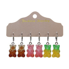 (1) 3/12 Pairs Cartoon Animal Drop Earring Set Cute Candy Gradient Color Bear Dangle Earrings Ear Jewelry Lady Birthday Gift