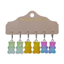(2) 3/12 Pairs Cartoon Animal Drop Earring Set Cute Candy Gradient Color Bear Dangle Earrings Ear Jewelry Lady Birthday Gift