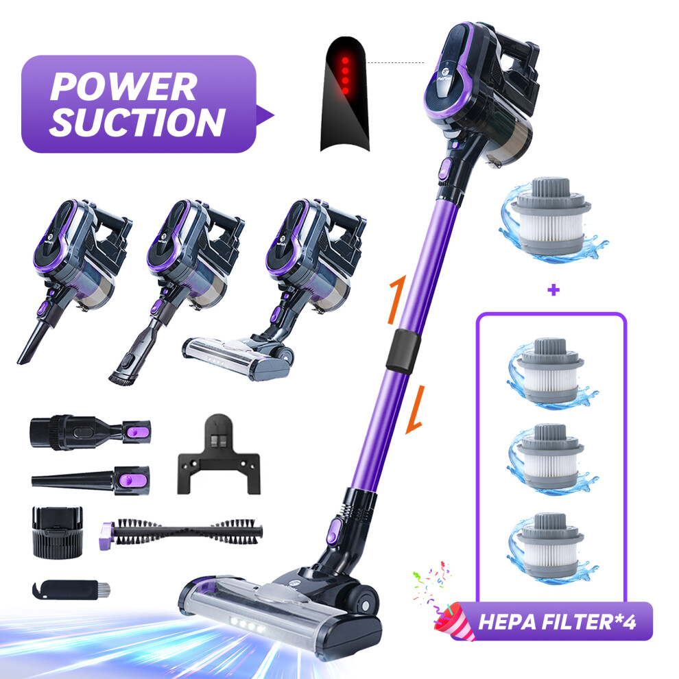 (Purple) 3 In 1 Cordless Vacuum Cleaner, 30kPa/350W Powerful Handheld Vacuum Cleaner, 2 Speed,Lightweight, 55 Minute Range, MultiPurpose Stick Vacuum