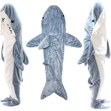 (XL) Shark Blanket Super Soft Cozy Flannel Blanket Hoodie Shark Onesie Wearable Blanket Shark